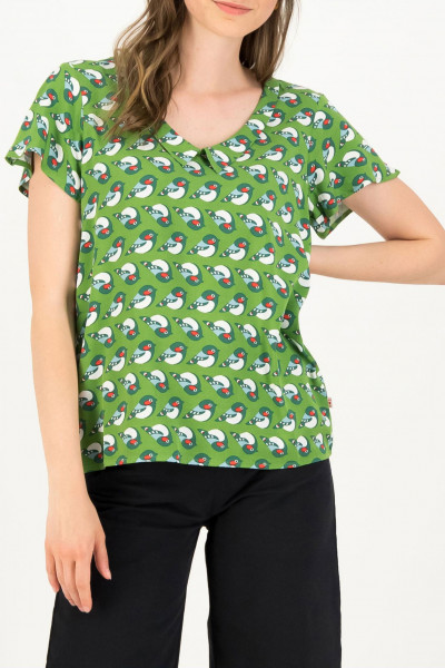 Blutsgeschwister Bluse Feed The Birds Blouse Sing Into Spring Damen Shirt Grün Vögel Blutsgeschwister Bluse Feed The Birds Blouse Sing Into Spring Damen Shirt Grün Vögel