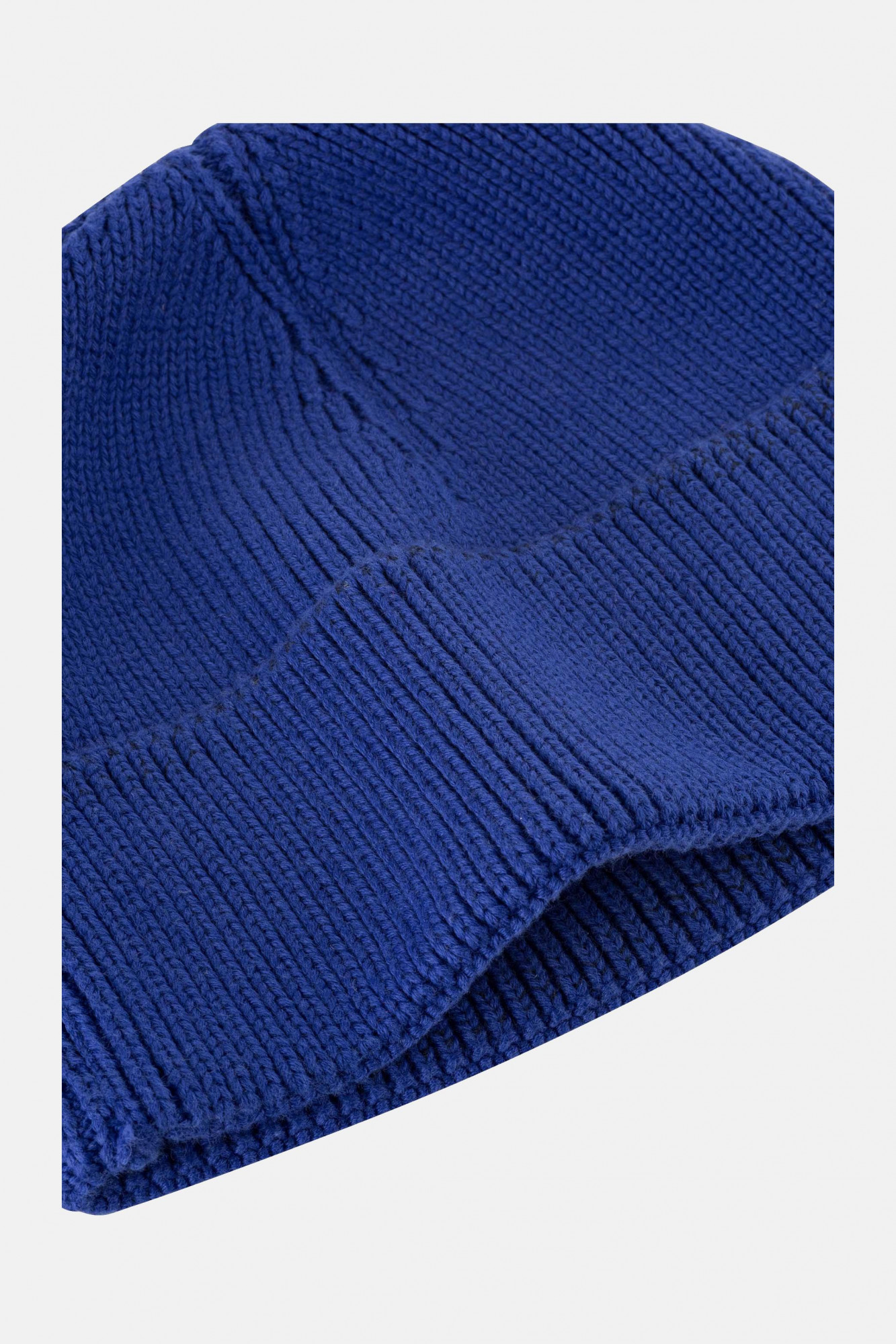 MELA kurze Rippstrick Mütze RAFI Blau Bold Dockermütze GOTS Organic