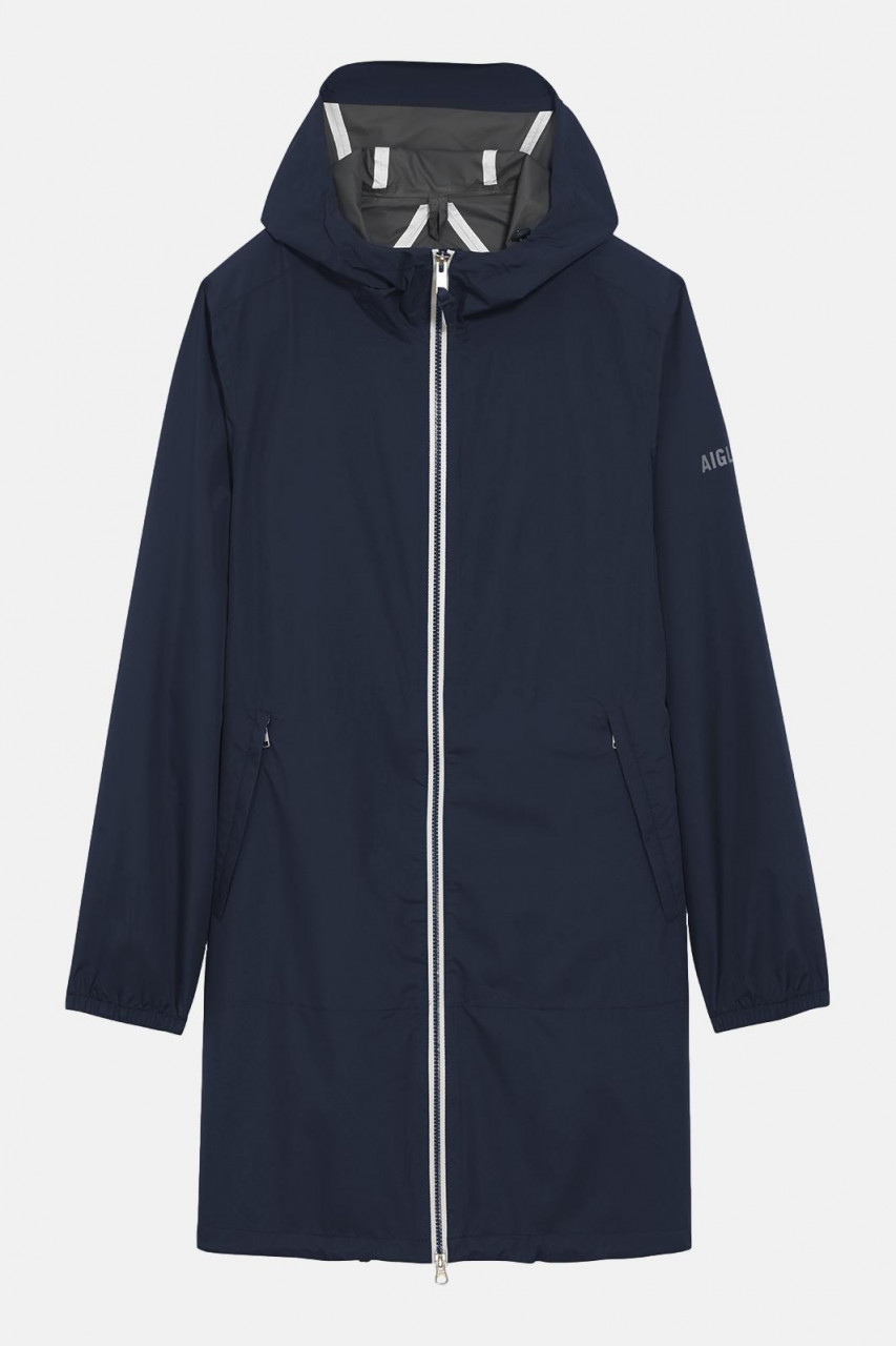 Aigle Regenjacke Dunkelblau Langer Parka Packbar Navy