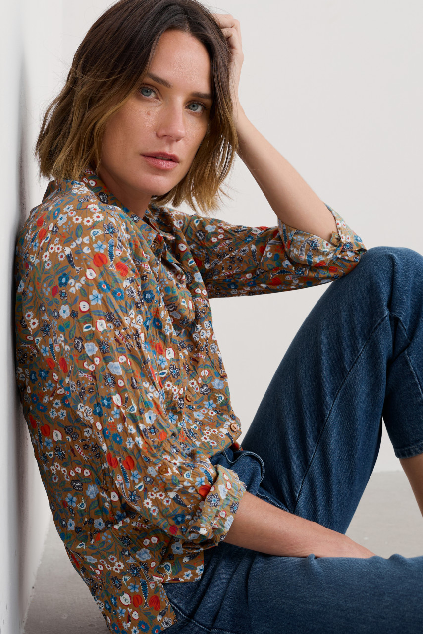 Seasalt Bluse Larissa Damen Braun Rot Blau Still Life Floral