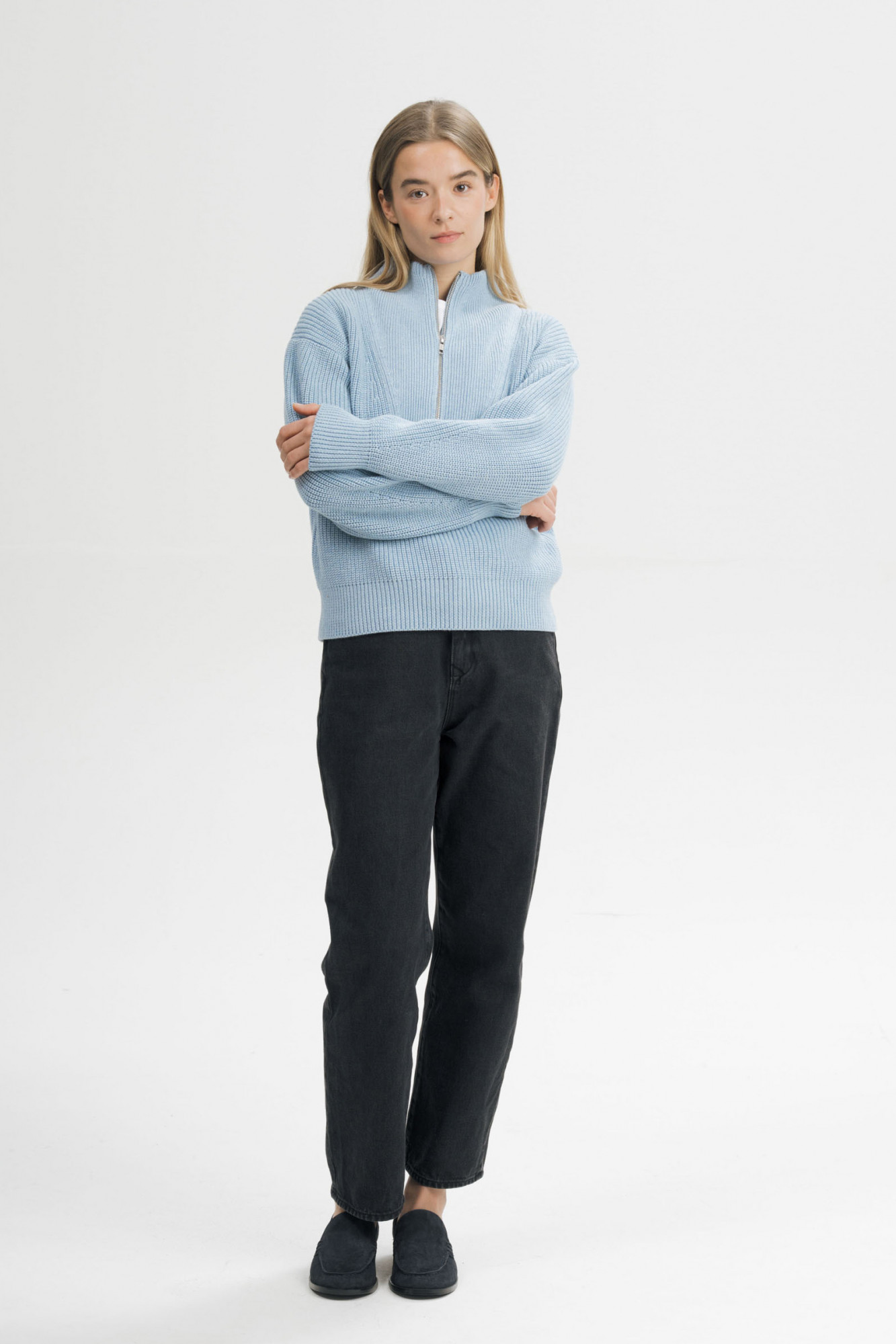 MELA Troyer KIMAYA Damen Hellblau Pullover Baumwolle GOTS Organic