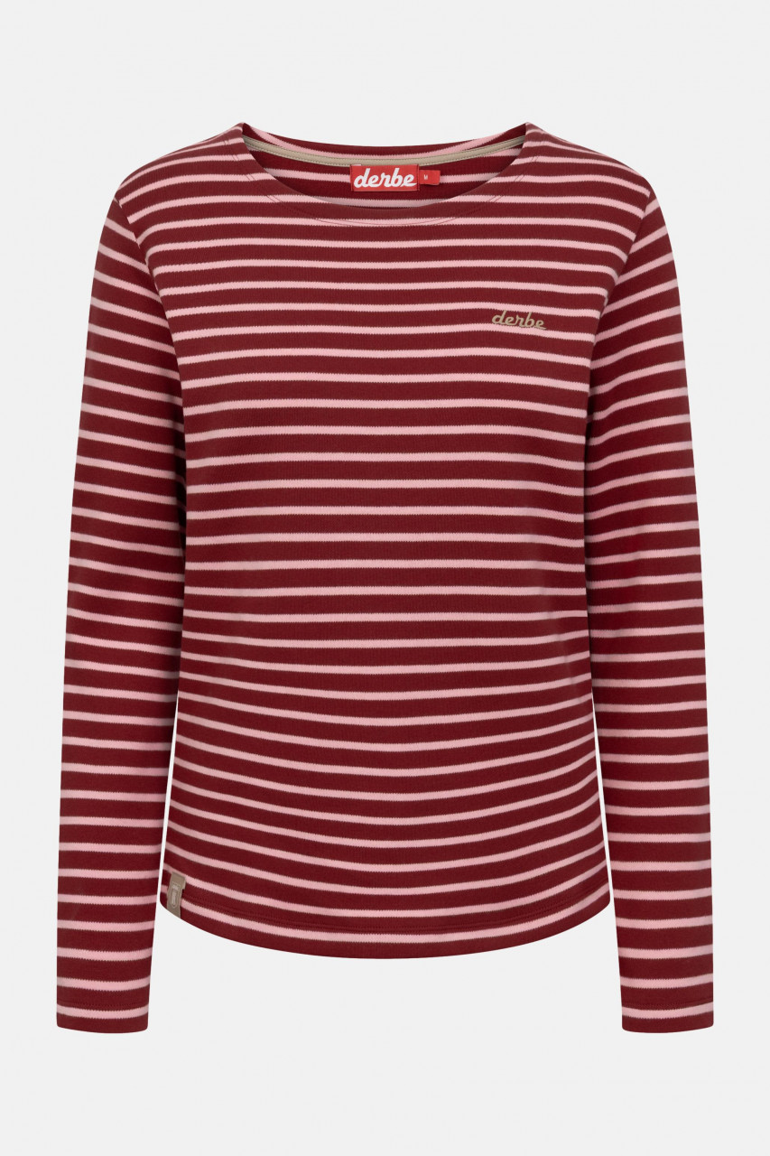 Derbe Streifenshirt Interstriped Damen Rot Rosa Langarmshirt GOTS Organic
