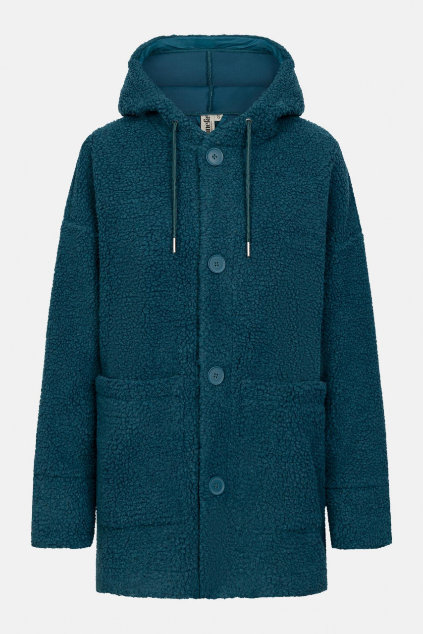 Danefae Fleecejacke Danewillow Damen Petrol Türkis Teddy Kapuze