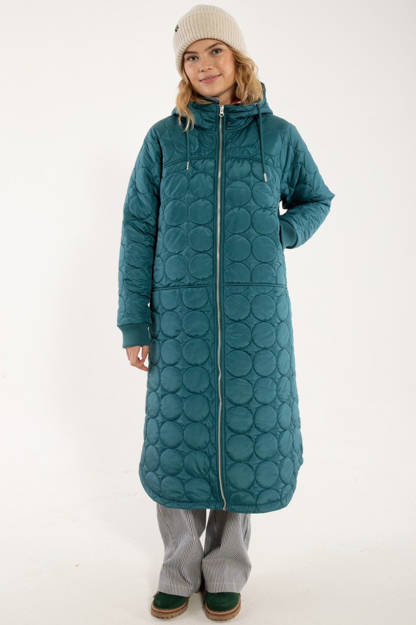 Danefae Steppmantel Danedrama Damen Petrol Thermojacke Lang