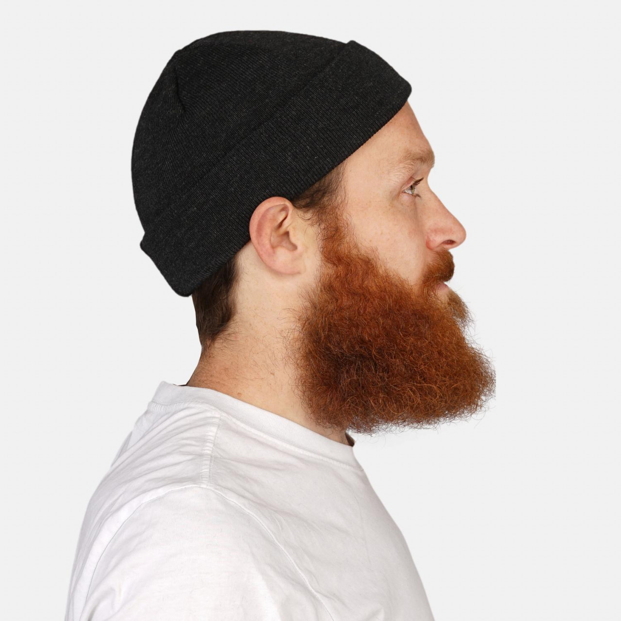 Strickmütze Anthrazit Sebär Feinstrick Merino von Hanseheld - Model