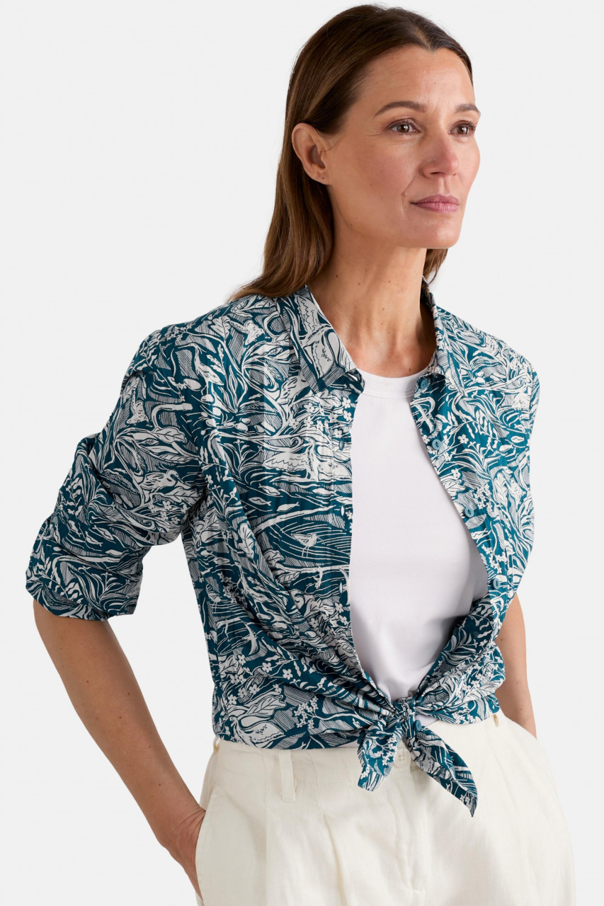 Seasalt Cornwall Bluse Larissa Damen Petrol Blumen Vögel