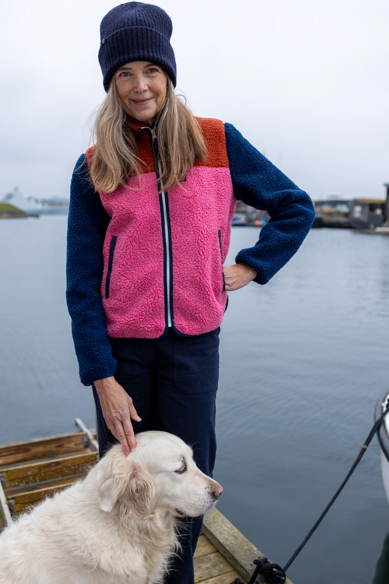 Danefae Danebirk Fleecejacke Pink Rot Dunkelblau