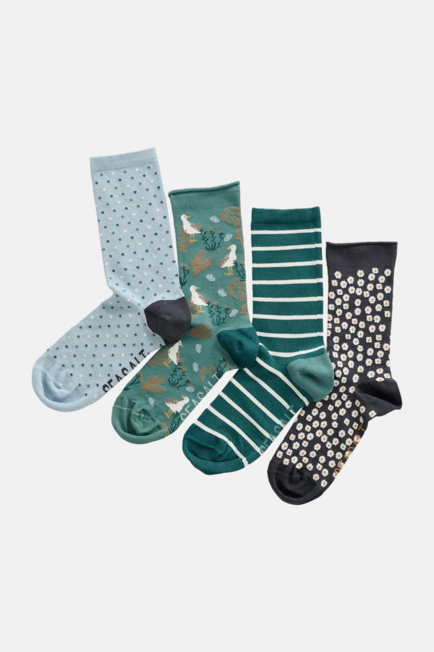 Seasalt Cornwall Women's Sailor Socks 4er Set Damensocken Friendly Parson's Beach Mix
