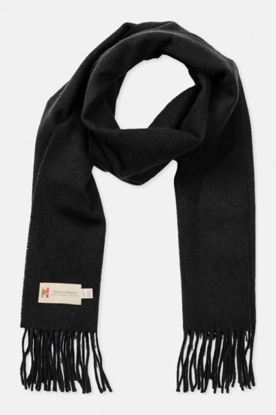 John Hanly Schal Irish Lambswool Schwarz Fransen