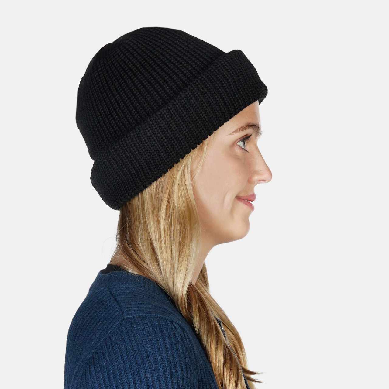 Troyermütze 100% Schurwolle Hanseheld - Strickmütze aus Wolle - Schwarz