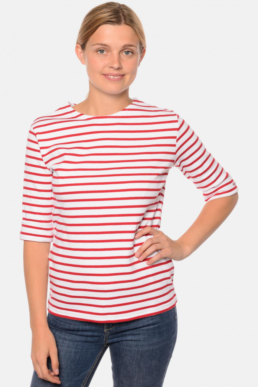 Armor Lux 3/4-Arm Streifenshirt weiß-rot Damen
