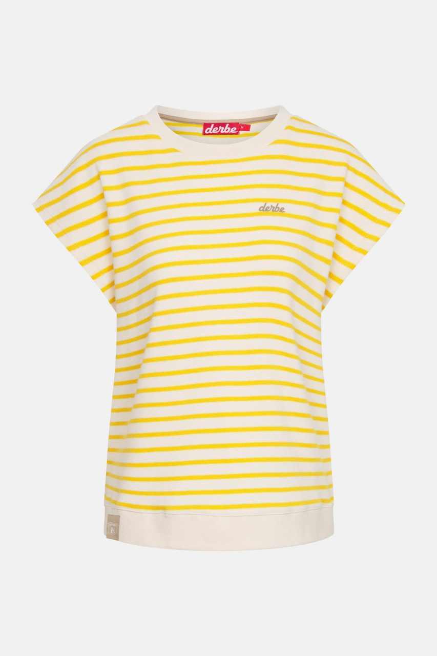 Derbe T-Shirt Interstriped Damen Weiß Gelb Streifenshirt