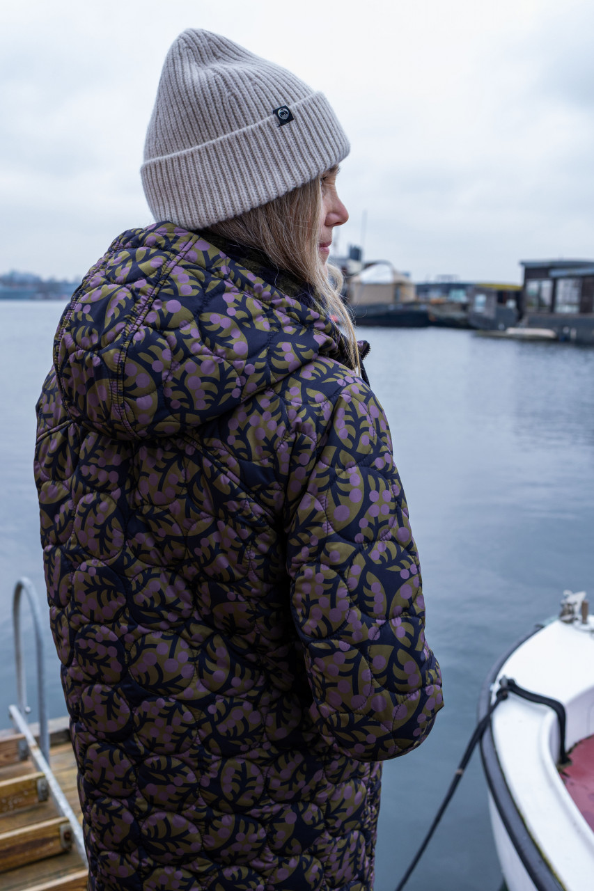 Danefae Steppmantel Danedrama Damen Dunkelblau Lila OlivThermojacke Lang