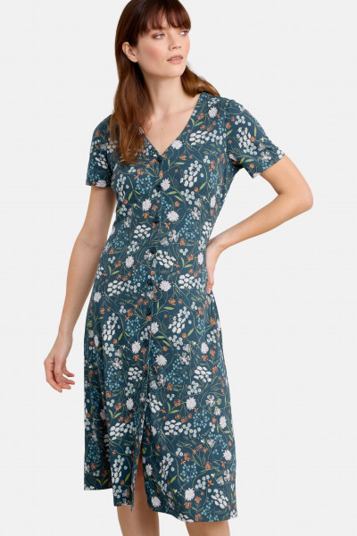 Seasalt Cornwall Kleid Lilian Damen Petrol Blau Blumen Seasalt Cornwall Kleid Lilian Damen Petrol Blau Blumen