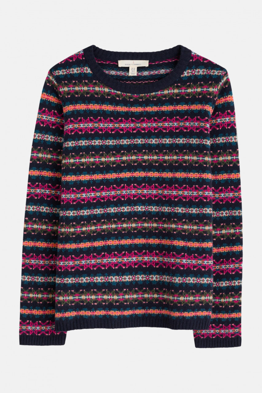 Seasalt Cornwall Pullover Percella Cove Damen Blau Pink Fairisle