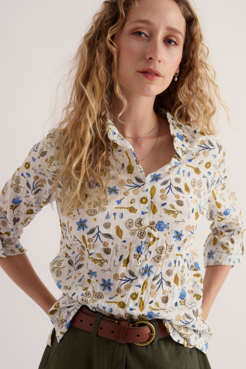 Seasalt Bluse Larissa Damen Weiß Gelb Blau Blumen Floral