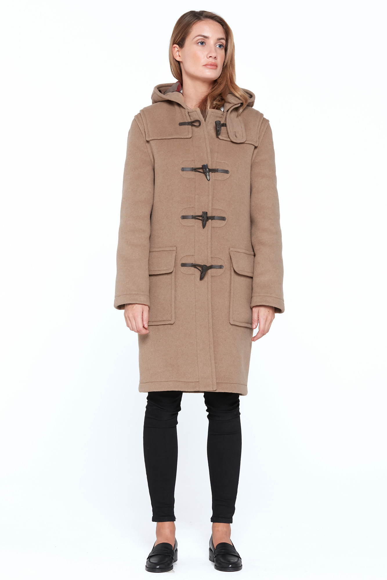 London Tradition Damen Dufflecoat Emily Camel Beige Wollmantel