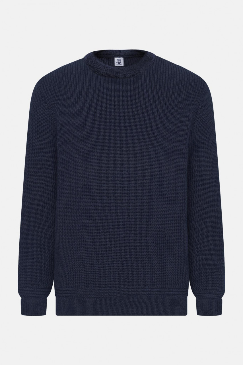 Hanseheld Strickpullover Schurwolle Blau Navy GOTS Organic
