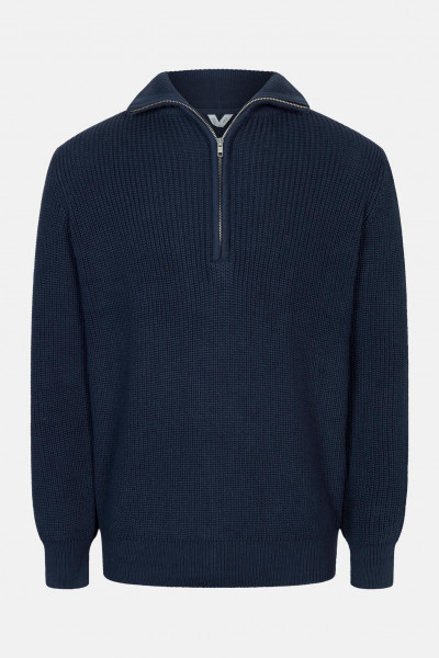 MELA Rippstrick Troyer UDAI Pullover Navy Dunkelblau Baumwolle Nachhaltig