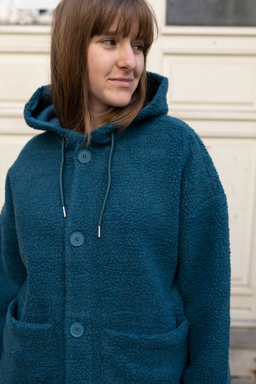 Danefae Fleecejacke Danewillow Damen Petrol Türkis Teddy Kapuze