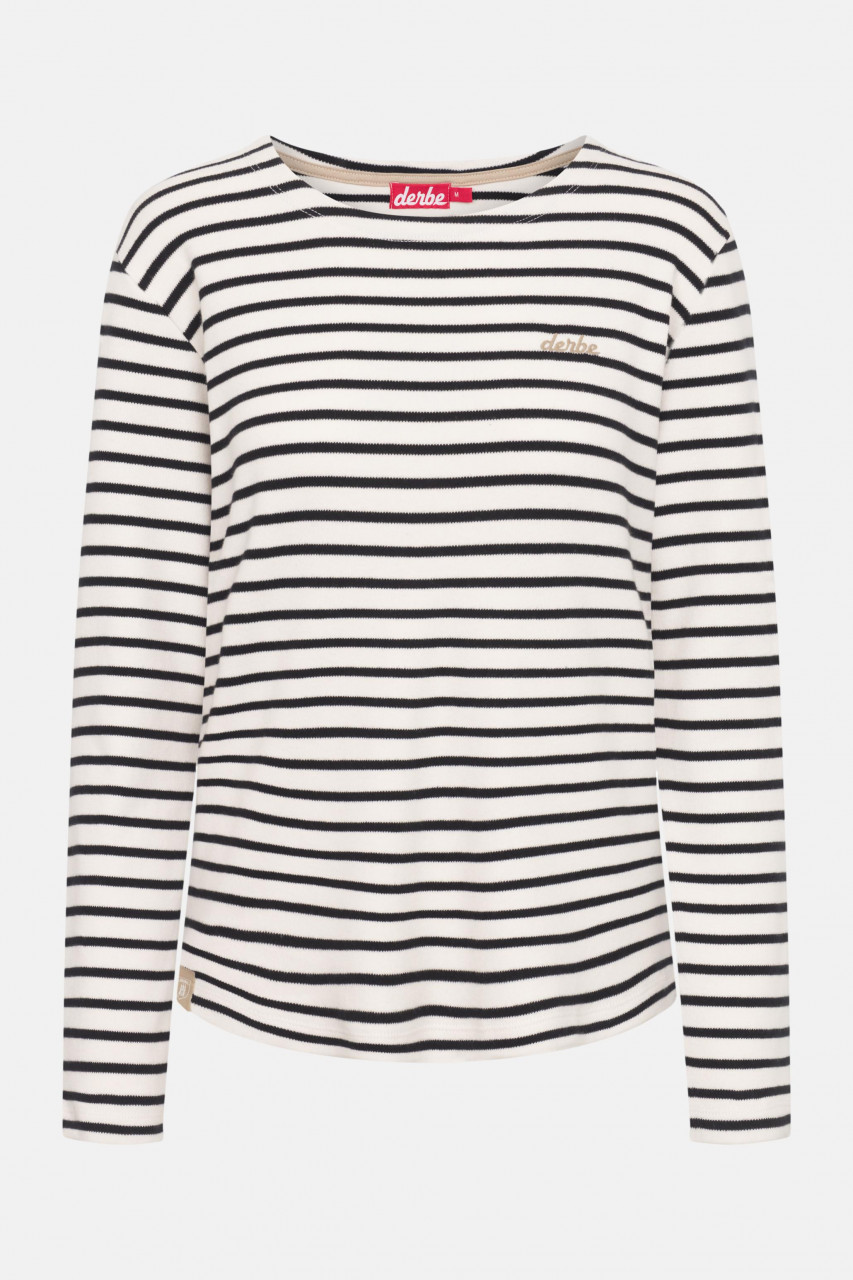 Derbe Langarmshirt Interstriped Damen Weiß Schwarz Streifenshirt