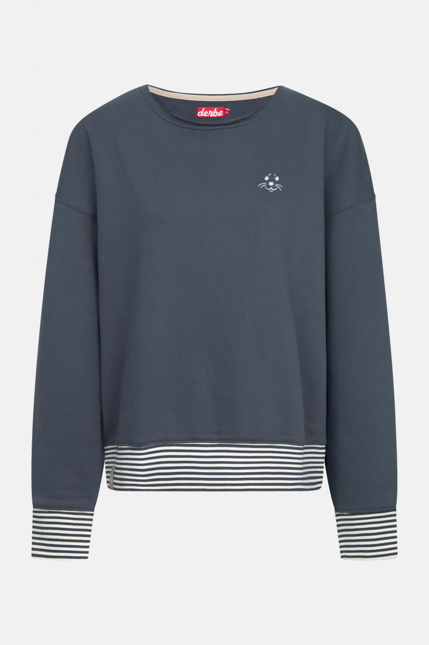 Derbe Sweatshirt Robbenschnute Striped Damen Blau Crewneck