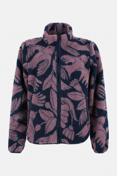 Danefae Danelabrador Fleecejacke Navy Blau Flieder Vögel Floral