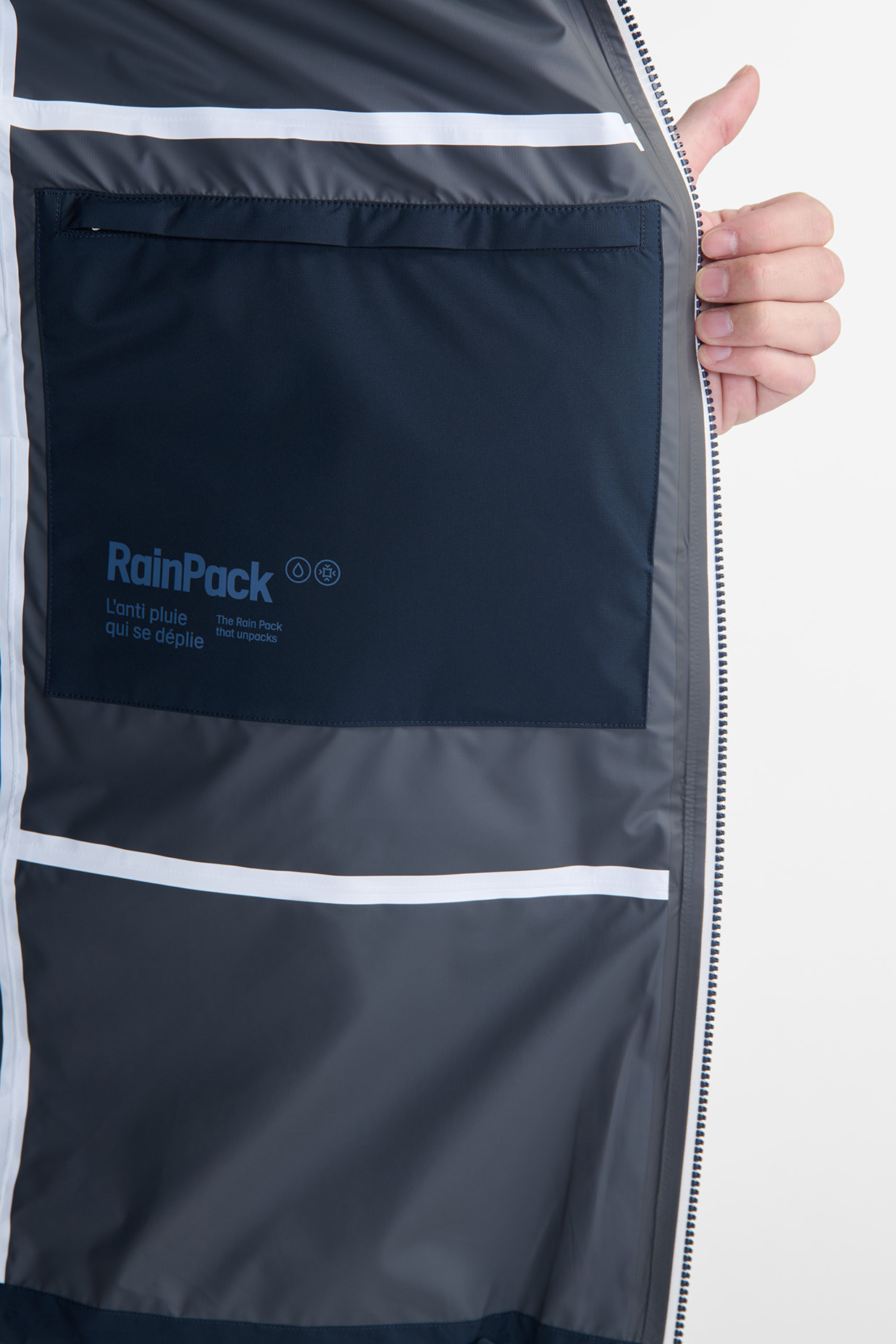 Aigle Regenjacke Dunkelblau Langer Parka Packbar Navy