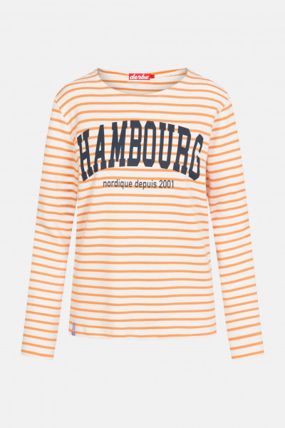 Derbe Hambourg Damen Langarmshirt Striped Offwhite Sun Orange Beige Gestreift Derbe Hambourg Damen Langarmshirt Striped Offwhite Sun Orange Beige Gestreift