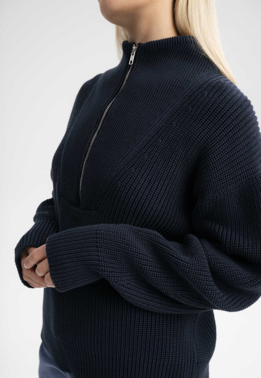 MELA Rippstrick Troyer KIMAYA Damen Dunkelblau Baumwolle Nachhaltig