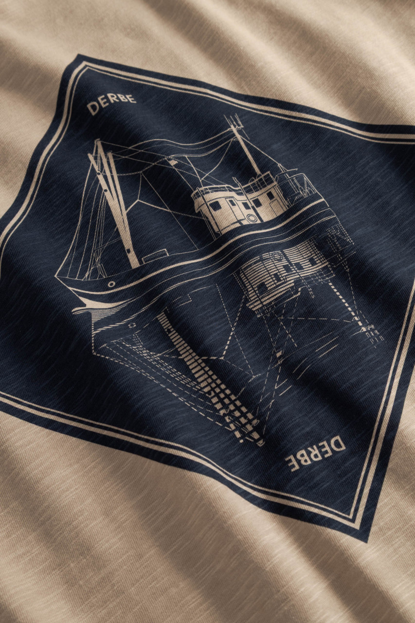 Derbe T-Shirt Schipp Herren Beige GOTS Organic