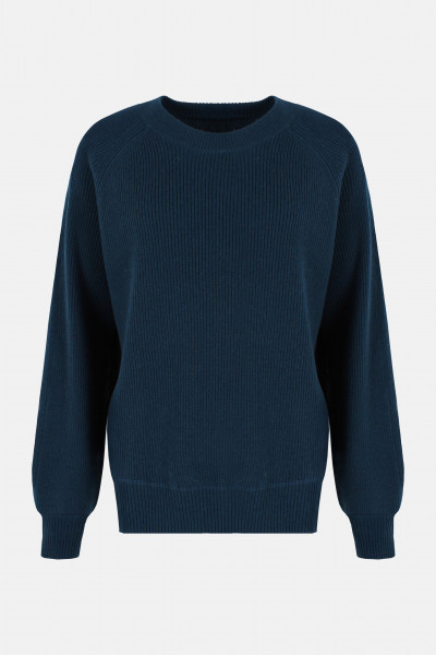 Danefae Strickpullover Danerelation Damen Petrol Blau Chunky Rippstrick