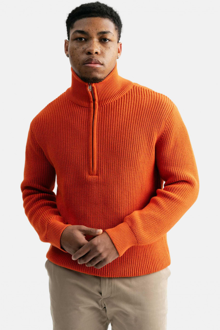 MELA Rippstrick Troyer UDAI Herren Pullover Orange Baumwolle Nachhaltig