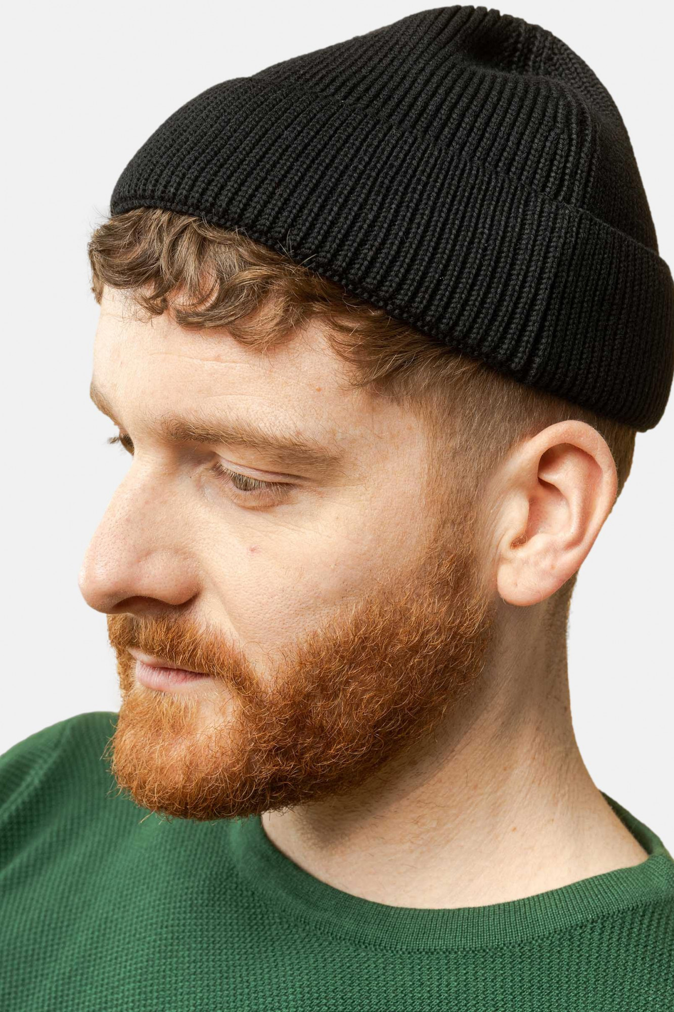 MELA kurze Rippstrick Mütze RAFI Black Dockermütze Schwarz