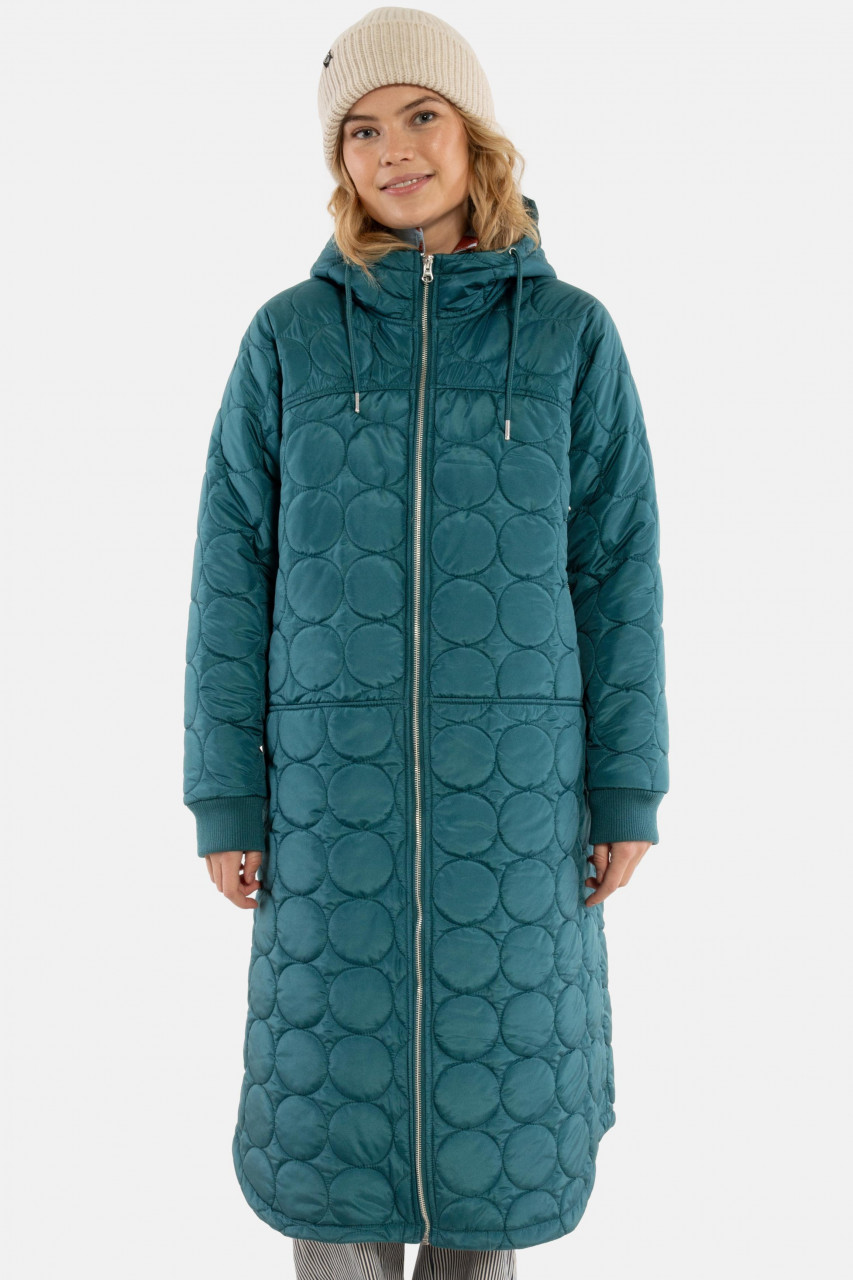 Danefae Steppmantel Danedrama Damen Petrol Thermojacke Lang