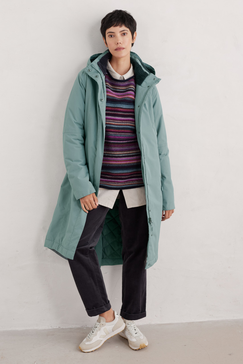 Seasalt Cornwall Regenjacke Janelle Damen Hell Blau Gefüttert Wintermantel