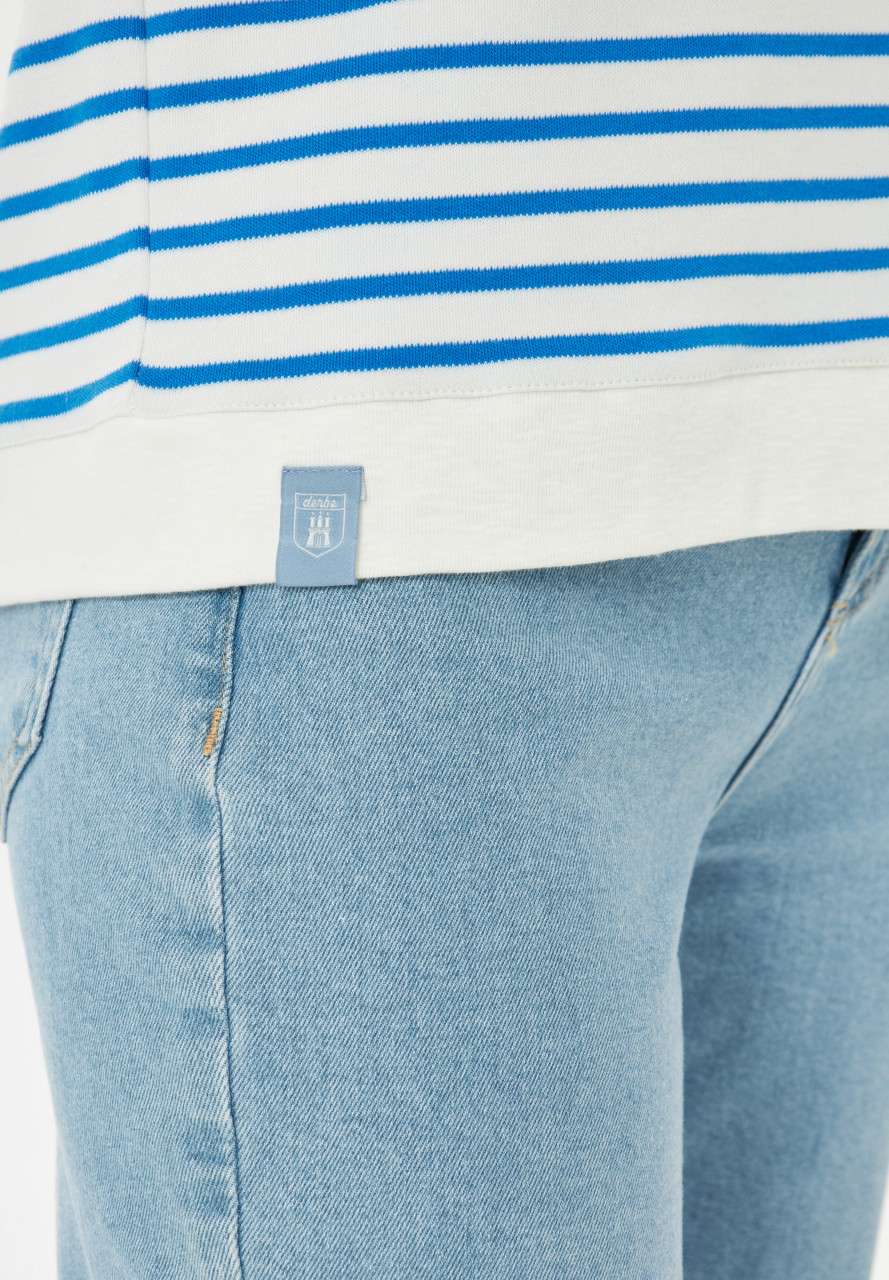 Derbe T-Shirt Interstriped Damen Weiß Blau
