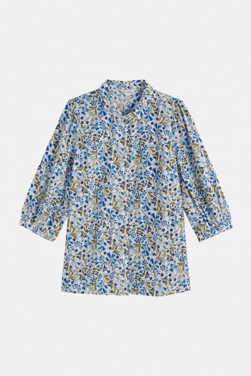 Seasalt Bluse Hope Damen Weiß Blau Grün Blumen Woodland