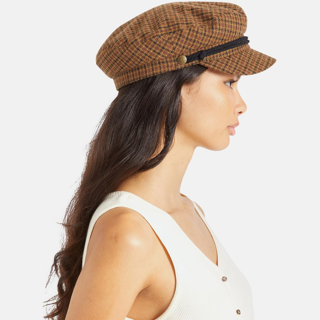 Brixton Fiddler Cap Elbsegler Caramel Black Kariert Beige Hellbraun Schwarz