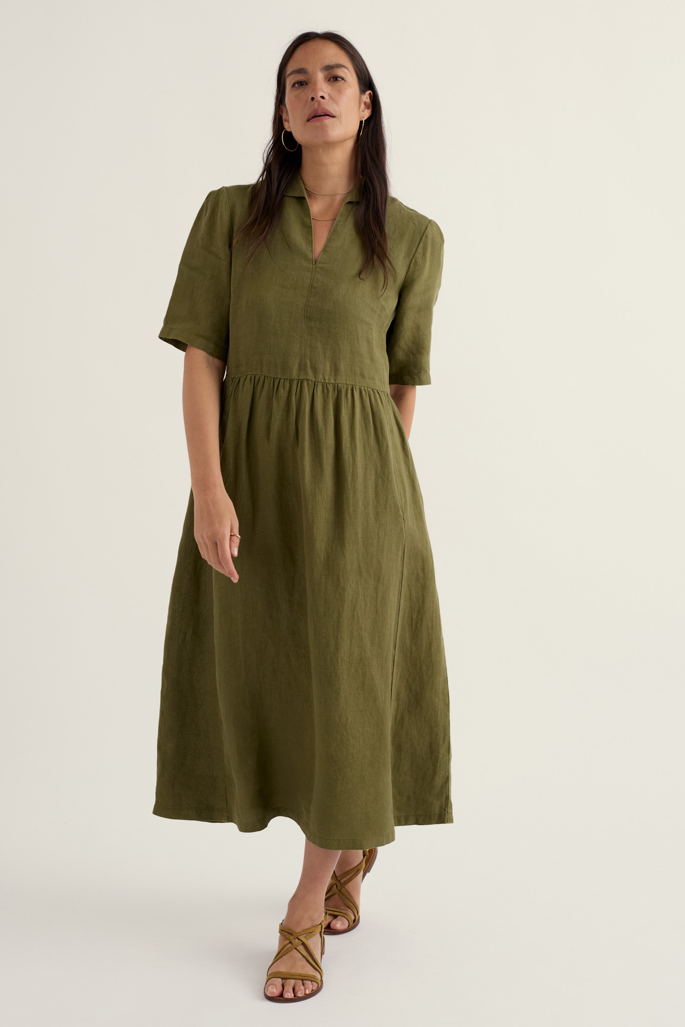 Seasalt Kleid Fen Violet Damen Oliv Grün Leinen Fischer