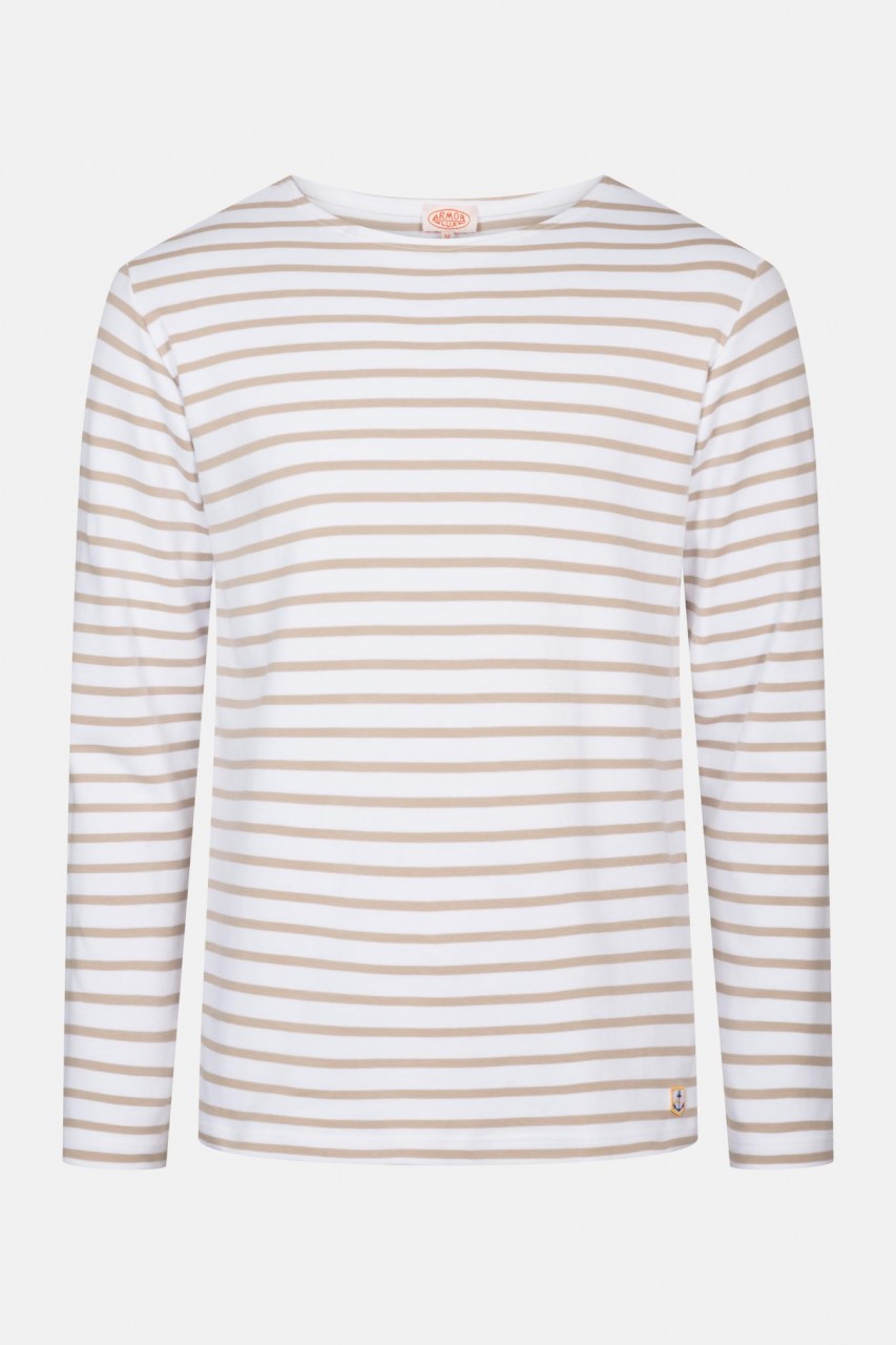 Armor Lux Herren Streifenshirt Houat Weiß Beige