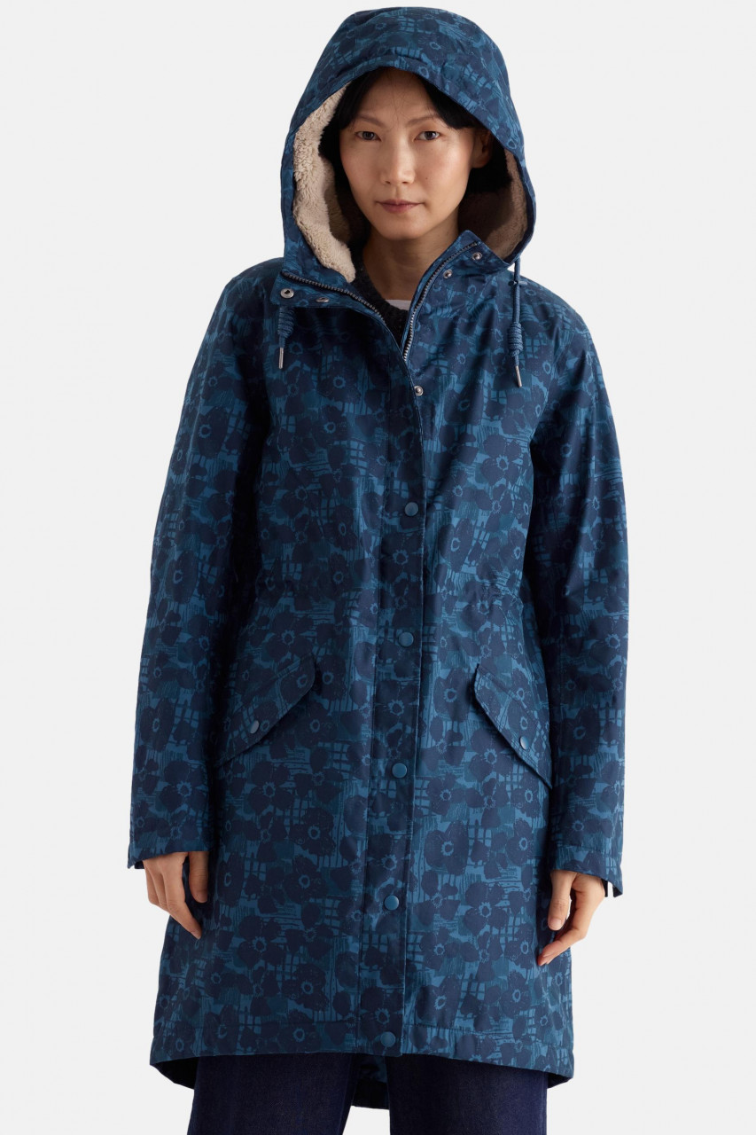 Seasalt Cornwall Regenjacke Plant Hunter Damen Blau Blumen Winterjacke