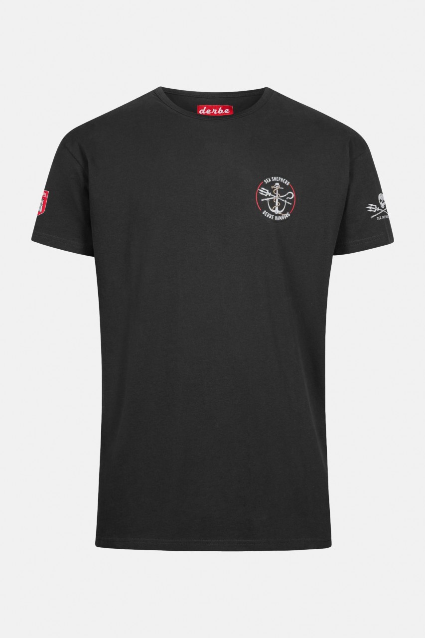 Derbe Herren Shirt Sea Shepherd Gots Organic Hecht Schwarz