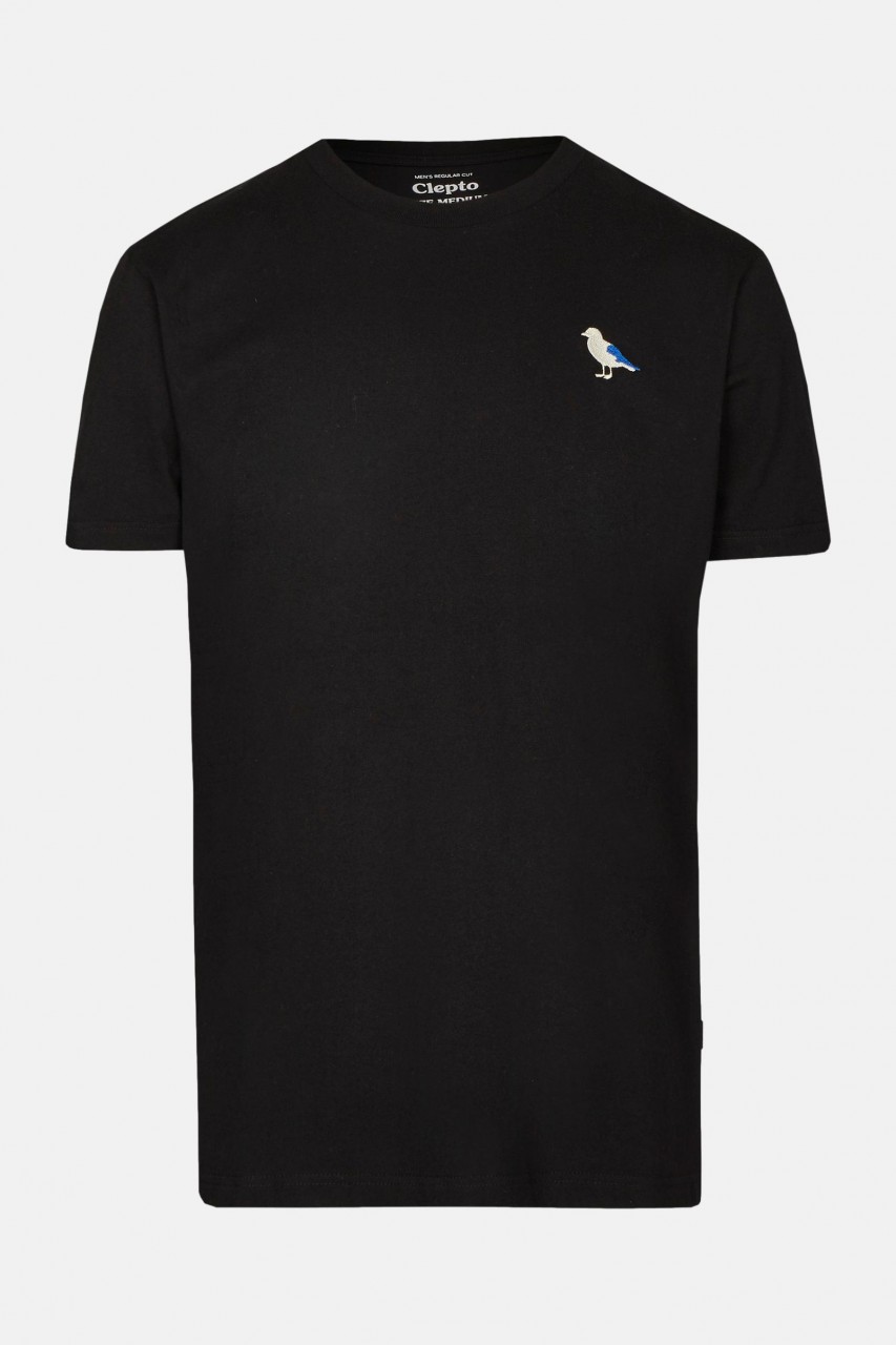 Cleptomanicx Herren T-Shirt Embro Gull Schwarz Möwe Stick