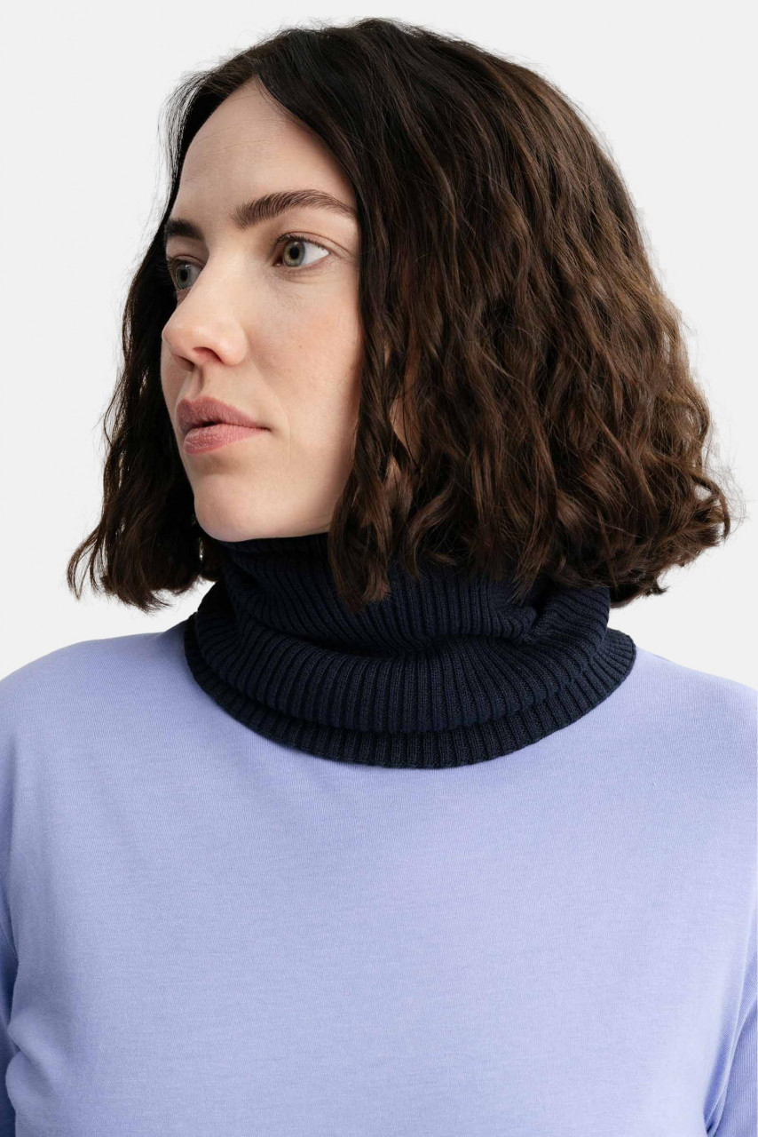 MELA DAIVI Schlauchschal Navy Blau Rippstrick Loop