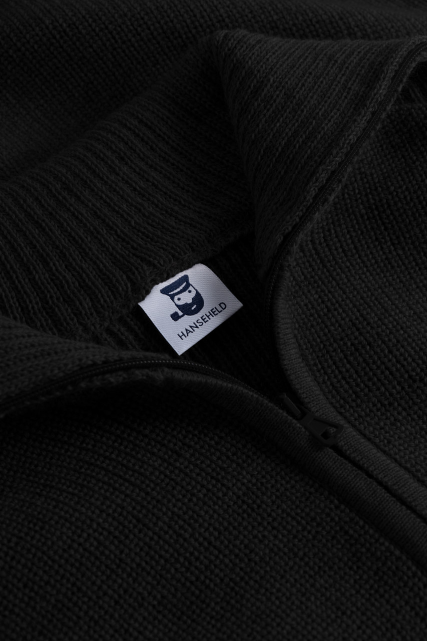 Troyer Strickjacke Hanseheld Wolle Herren Schwarz