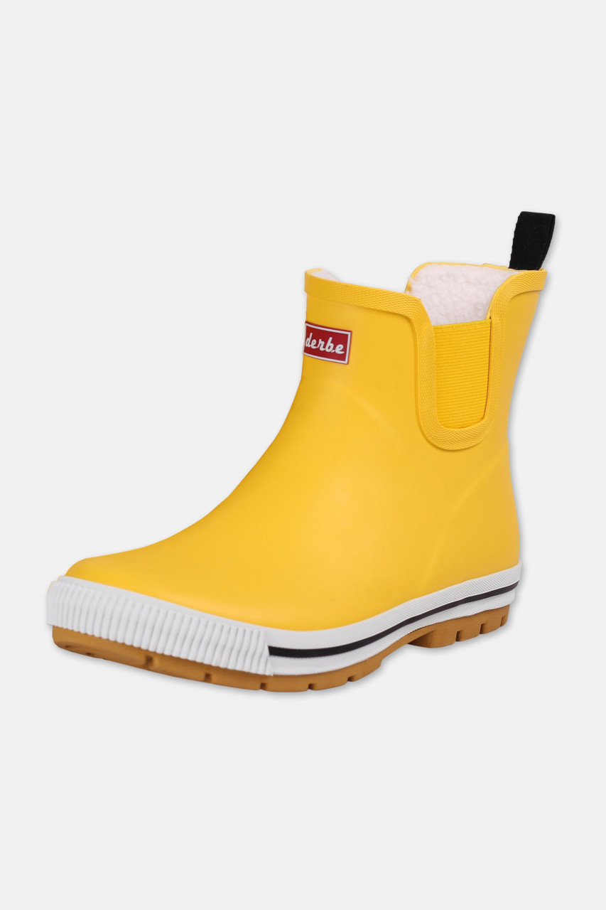 Derbe Wattpuuschen Pelz Freesia Gelb Damen Gummistiefel Halbschuh
