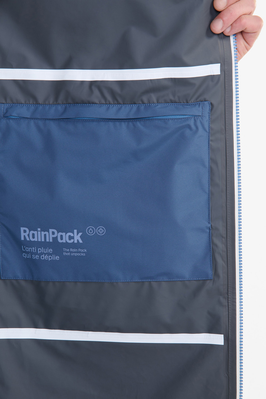 Aigle Regenjacke Hellblau Langer Parka Packbar Jeans Blau