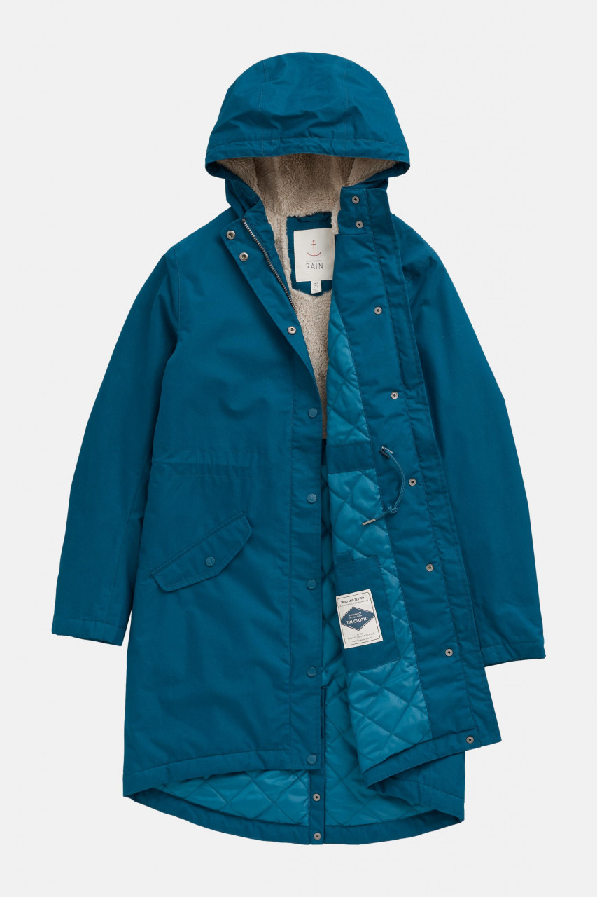 Seasalt Cornwall Plant Hunter 2 Regenjacke Blau Türkis Parka Wintermantel Raincloud