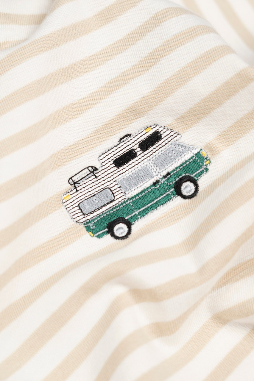 LAKOR Streifenshirt Mini Forest Camper Herren Beige Weiß Wohnmobil